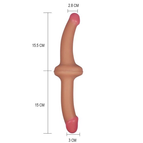 LoveToy Holy Dong Double-Ended Dildo Flesh 12.5 " - Двухсторонний фаллоимитатор, 31х3 см